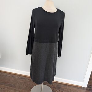 NEW Women's Eileen Fisher Round Neck Dress Medium Black Grey